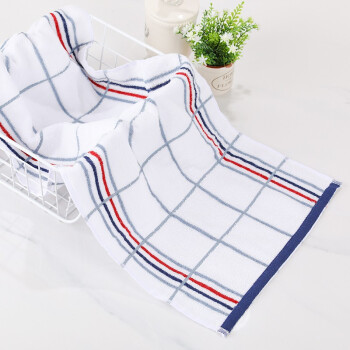 Clean cotton towel, face cleaning, all cotton absorbent striped face towel, 6917, simple European checkered blue