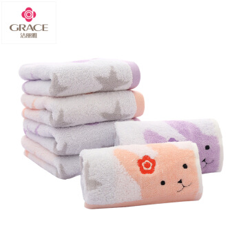 Grace children's towel multi piece cotton twistless comfortablechild towel face cleaning small towel 8236 4 mixed color children's towel