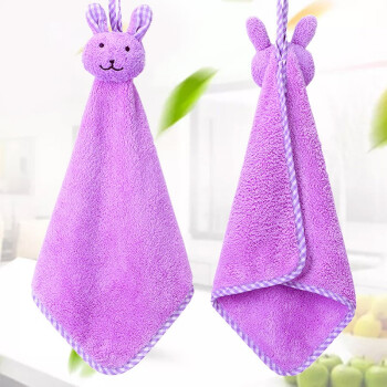 Mufan towel bath towel home textile thickened soft absorbent towel kitchen hanging creative cute child cartoon cloth towel towel rabbit head towel towel purple