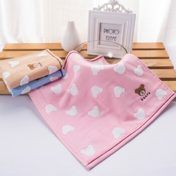 Jieliya small towel Cotton auze lovely bear child square 4, baby face towel 8843, two red orchids each