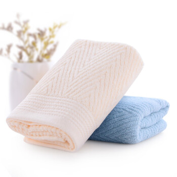 Mufan towel thickened and enlarged button plain adult couple household facial cleaning large towel 2 Pack 74 * 34cm water grain towel (rice + blue) 34 * 74cm